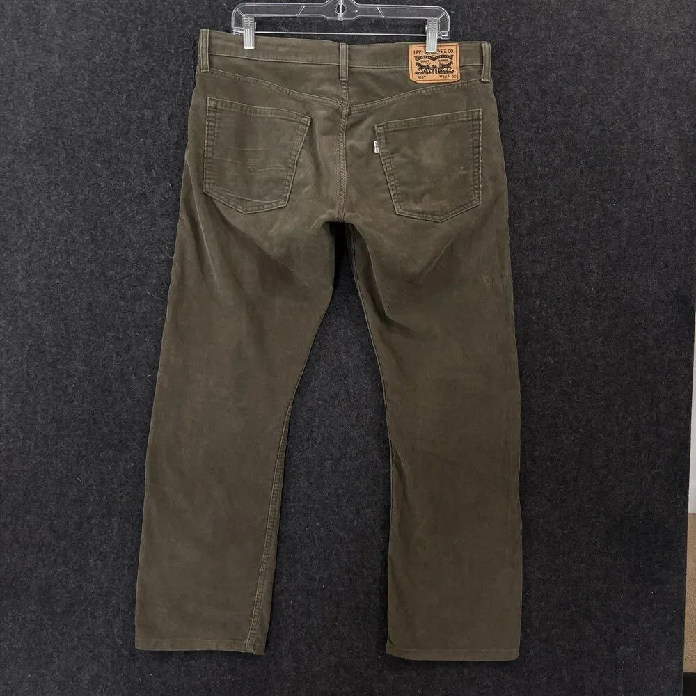 Levis 514 Corduroy Pants Men's 36x30 Olive Green 5-Pocket Straight Casual